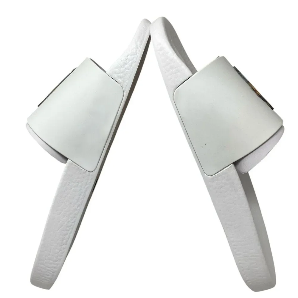 Polo Ralph‎ Lauren Slides Mens 12 White Polo Bear Sandals Preppy Summer Pool